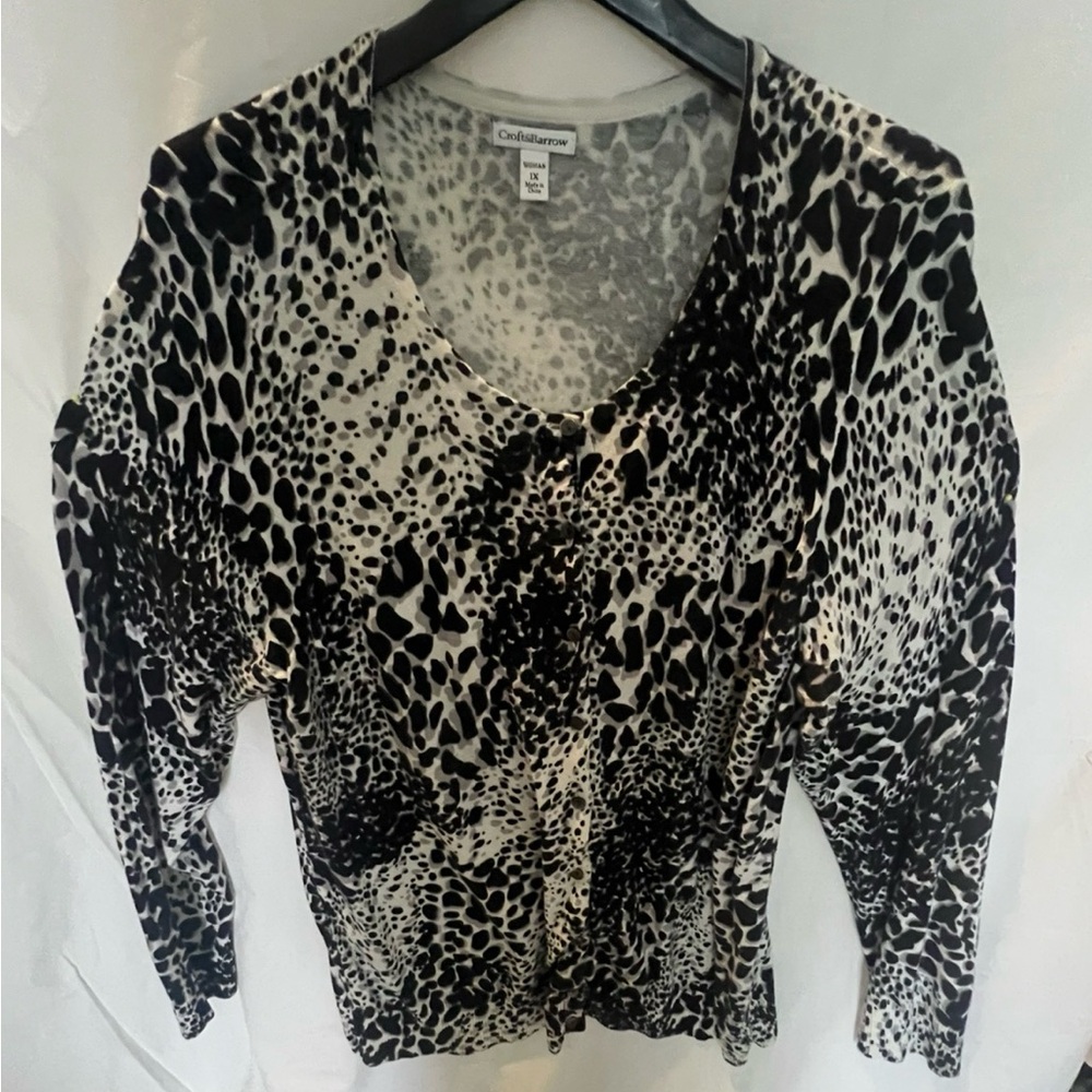 Croft & Barrow Black and White Animal Print Blouse
